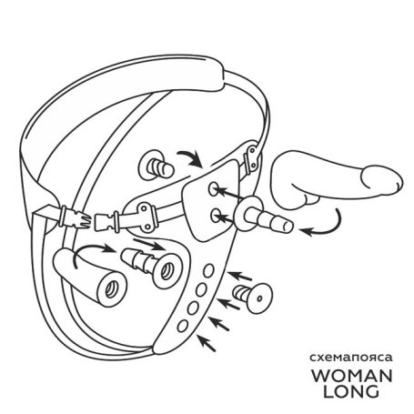 Страпон с 3 насадками Harness Woman Long